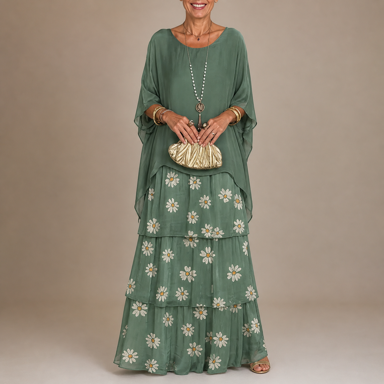 Green With Flowers / 4XL